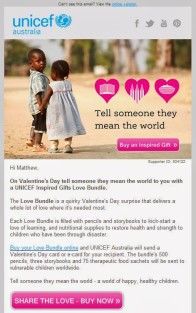 Unicef Valentines Day eDM Email Marketing
